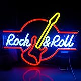 SIGNSHIP Gitarre Rock&Roll Neon Zeichen USB Powered Neon Licht Buchstaben für Wand Raum Dekor Led Lichter für Schlafzimmer Konzertsaal Bar Club Party Hochzeit Dekoration Geburtstagsgeschenk