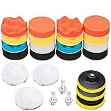 Huusuei 25 Packung 3 Zoll Polier Scheiben, Schwamm Puffer Pads Set Kit Mit M10 Bohrer Adapter, Compound Auto Auto Polierer