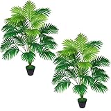 Natligard Kunstpalme Kunstpflanze Groß Palme Kunstbaum，90cm Hoch 24 Zweige Tropische Aesthetic Deko Outdoor Wohnzimmer Schlafzimmer Badezimmer außenbereich Büro Garten Hochzeit Party Deco