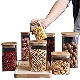 UALXPAO Vorratsdosen Glas Quadratisches transparentes Glas-Vorratsglas for Lebensmittel mit Deckel, Behälter for Tee, Kaffeebohnen, Snacks, Nüsse, versiegelte Box, Küchen-Organizer(6x20cm)