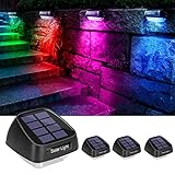 Solarlampen für Außen Garten, BUCASA Solarleuchten Garten Deko mit Farbwechsel und Weiße LED, Solar Gartenleuchten Wand mit Lichtsensor und Wasserdicht für Veranda, Zaun, Garage, Wand 4 Stück