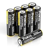 POWXS AA Lithium Batterien 8 Stück 1,5V Lithium Eisen Doppel A Batterien 3200mAh Super Kapazität Kompatibel mit Blink Kamera, Taschenlampe, Spielzeug, Fernbedienung [Nicht Wiederaufladbar]
