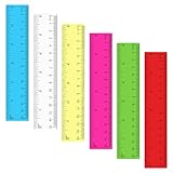 Mabor 6 Stück Kunststoff Lineal Set 15cm Farbiges Transparentes Gerades Lineal mit Metrisch und Zoll für Kinder Studenten Gerade Messwerkzeug Lineale für Schule Büro Zuhause