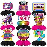 Qpout 9pcs 90er Jahre Retro Waben Tafelaufsätze Zurück zu 90er Jahre Party Tischauflagen 90er Jahre Retro Party Zubehör 90er Jahre Vintage Tischaufsätze für 1990er Jahre Hip Hop Nostalgische Party