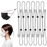 MBAIYO 12 Stück Elastische Maskenbänder,Einstellbarer Maskenhalter Schwarzer Maskenkette Maskenband für Mundschutz Rutschfeste Maskenverlängerung Lanyard Maskenhalterung Hinterkopf Nackenhalter
