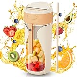 Tragbarer Mixer – 450 ml Multifunktions-Mixer mit Eiszerkleinerung, starke Schneidleistung mit 6 Klingen, neueste BPA-Intervention, USB-C-wiederaufladbar, Fruchtpressenbecher und
