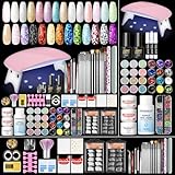 PEACECOLOR Acryl Nagelset Starterset Komplett UV/LED lampe - 27 Farben AcrylPulver Nails mit 30ML Monomer Liquid,Nägel Starterset Selber Machen