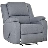 HOMCOM Relaxsessel Fernsehsessel mit Liegefunktion Liegesessel Sessel mit Verstellbarer Rückenlehne, Fußstütze TV-Sessel mit Leinenoptik für Wohnzimmer Schlafzimmer, Hellgrau