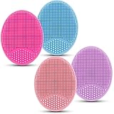4pcs Silikon-manuelle Gesichtsreinigungsbürsten, Anti-Aging Porenreinigen Silikon Gesichtsbürste, Handmatten-Wäscher für empfindliche Haut Make-up-Werkzeug alle Hauttypen(Farbe zufällig)
