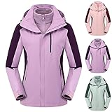 JIANGML 2025 Damen 3-in-1 Skijacke wasserdichte Softshell Regenjacke mit Fleecejacke Winddicht Warm Winterjacke Doppeljacke Outdoor Funktionsjacke mit Abnehmbare Kapuze