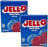JELL-O Berry Blue 2er Set (2x85g) - Gelantine-Dessertpulver – Doppelpack zusammengestellt durch Pikaflor