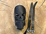 ORLETANOS Skull Flaschehalter kompatibel mit Harley Davidson Dosenhalter Getränkehalter Hot Rod V8 Beachcruiser Trike Quad Fahrrad Moped Motorrad Leder Chopper Fatboy Heritage Slim schwarz Totenkopf
