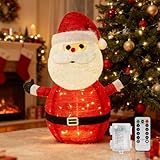Aigostar Weihnachtsmann Weihnachtsdeko mit Batteriebox, Warmweiß, mit Fernbedienung, 8 Lichtmodi, 70cm, 50 LEDs, Klappbare, Timer, IP44 für Innen und Außen, Winterdekoration