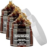 Marokko Exfoliate Schwarze Seife für Weiche Haut,Mit Morocco Body Scrub Black Soap Natürliche Marokkanische Schwarze Seife,Weichmachende Haut Peeling Körperwäsche,Geeignet Für Alle Hauttypen (3)