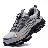 GemChve Arbeitsschuhe Sicherheitsschuhe Herren Damen Stahlkappen Anti-Smashing Leicht Sportlich Atmungsaktiv Selbsthemmend Schnellverschluss Mode Schutzschuhe Grey 42 EU