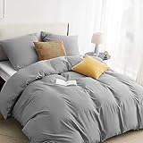BEDSURE Bettwäsche 155x220 3teilig Grau - Bettwäsche Grau 1 Bettbezug 155x220 cm + 2 Kissenbezüge 80X80 cm, ÖKO-TEX Bettwäsche-Sets Polyester Mikrofaser mit Reißverschluss