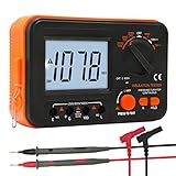 Digital Megohmmeter, Kethvoz 1000V Isolationsprüfer, Isolationswiderstand 0.1MΩ-2GΩ mit 250V/500V/1000V Prüfspannung, Messen AC/DC Spannung Isolierungsprüfung Tester, Inkl. Messspitzen Krokodilklemmen