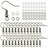 TOAOB 300 Stück 18 x 19 mm Alte Bronze Ohrringe Selber Machen Set mit 925 Silber Ohrhaken Ohrring Verschlüsse und 4 mm Biegeringe Schmuck Basteln Zubehör für DIY Ohrhänger