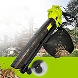 WaaYb Akku-Laubbläser, 3000-W-Akku-Gartenbläser, 14.000 U/min, kabelgebundener Laubbläser mit großem 40-l-Auffangbeutel und Rädern, Zerkleinerungsverhältnis 16:1 zum Entfernen von Laub, im Garten