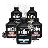 BBQUE – BBQ-Saucen Set 'Furious 5' Squeeze-Flaschen 5x400 ml – Barbecuesaucen Bundle (Original, Grill & Buchenholz, Chili & Kren, Bacon, Honig & Senf) – Ideal zum Grillen, für Marinaden & als Dip