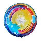 Aufblasbare Schlitten Snow Tube 90cm Schneeschlitten Mit Griffen Schneerohr Heavy Duty Schlitten Verdicken Skimatte Winter Outdoor Spielzeug Für Kinder Und Erwachsene Skaten Skifahren (Gelb Blau)