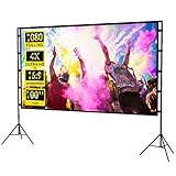 Projektionsleinwand mit Ständer, lejiada 100 Zoll, tragbare Outdoor- und Indoor-Leinwand, 16:9 Format, 4K, Rück- und Vorderprojektion, inklusive Tragetasche für Heimkino im Garten