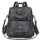 Puwuzixi Frauen Rucksack Wasserdicht Anti-Diebstahl Leichtgewicht PU Mode Reisen Mehrzweck Cabrio Geldbörse Umhängetasche Handtasche Rucksack（Black）