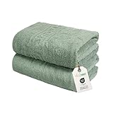 nice homeit Set mit 2 großen Badetüchern, 100 x 150 cm, extra großes Badetuch aus 100% ringgesponnener Baumwolle, extra weich und saugfähig, hergestellt in Italien, Grün