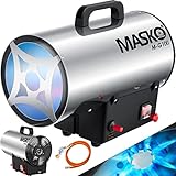 Masko® Gasheizgebläse Gasheizer Heizkanone Gasheizstrahler 10 KW Bauheizer Gas Heizgerät heizstrahler Heißluftgenerator inkl. Gasschlauch & Druckminderer Heizgebläse für handelsübliche Gasflaschen