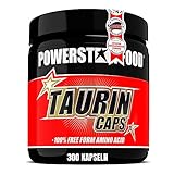 Powerstar TAURIN CAPS | 300 Kapseln HOCHDOSIERT mit 3400mg reinem Taurin pro Portion | Angereichert mit Cofaktor Vitamin B6 | Rohstoffe in Pharmaqualität | Deutsche Herstellung