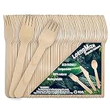 LoengMax Einwegbesteck Holzgabeln-Holzbesteck Einmalbesteck-100 % natürlich, umweltfreundlich, biologisch abbaubar und kompostierbar