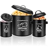 VORHOT Kartoffel Aufbewahrungsbox, 3 Stück Kartoffel Zwiebel Knoblauch Aufbewahrung, Kartoffelbox mit Deckel, Vorratsbehälter Set für Kartoffeln, Zwiebeln, Knoblauch