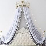 Prinzessinnen-Spitzen-Betthimmel mit Metallkrone, elegantes Moskitonetz für Schlafzimmer, Dekoration, dekoratives Vorhang, Spielzelt und Leseeckenkronen