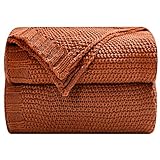 Touchat Strickdecke für Couch, Sofa und Bett, grobe Zopfstrickdecke, Zwillings-Decke, dekorativ, gemütlich, Bauernhaus-Zwillingsdecken für Damen und Herren, (Burnt Orange, 152,4 x 203,2 cm)