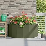 Fangmaliuyun Halbrunder Pflanzkübel Olive Grün 120x60x50 cm aus Stahl Modernes Design Robust & Langlebig Raised Garden für Garten Terrasse Balkon