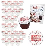 MamboCat 40er Set Sturzglas 230 ml mit Schraub-Deckel Mit Liebe gemacht I Einmachgläser + TO 82 Deckel mit Diamant-Zucker-Rezept I Vorratsgläser einkochen & konservieren