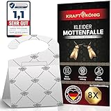 KRAFTKÖNIG Kleidermottenfalle WEIß - 8X Mottenfalle Kleidermotten - mit maximaler Lockwirkung zur Befallsermittlung, AUCH FÜR KLEIDERSTANGEN GEEIGNET - Mottenfalle gegen Kleidermotten