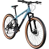 Galano Toxic Mountainbike 26 Zoll ab 145 cm für Damen Herren Mädchen Jungen mit 21 Gang, Federgabel und Scheibenbremse Fahrrad MTB Hardtail Unisex (schwarz/blau, 36 cm)