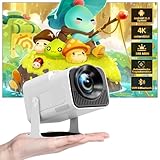 HIPPUS Mini Beamer 4K Heimkino, Projektor 4K Unterstützt 1080P Full HD, Projector WiFi 6, 180° Drehung Handy Beamer Kurzdistanz
