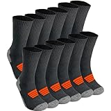 6 Paar Arbeitssocken für Herren, thermische Socken für Herren, verstärkte Ferse und Spitze mit Innenfrottee, bequem und weich, verschleißfest, geeignet für Sicherheitsstiefel., orange, 35-40