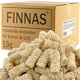 FINNAS 5 kg Holzwolle Premium Anzündwolle Anzünder Kaminanzünder 400 Stück Grillanzünder Öko Ofenanzünder aus Holz und Wachs Feueranzünder Kamin Holzanzünder Ofen Kaminofen Kaminofenanzünder