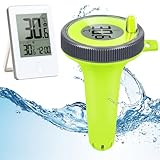 Aaiwtd Pool thermometer funk,IP67 Wasserdicht poolthermometer schwimmend mit Indoor Temperatur Monitor,Wireless Digital Pool Thermometer für 100m Reichweite für Schwimmbäder Aquarium Badewannen Teich