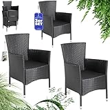 Casaria® Gartenstühle 3er Set Stapelbar Polyrattan Wetterfest Stapelstuhl Outdoor Verstellbar 160 kg Belastbarkeit Garten Terrasse Balkon Sessel Stuhl