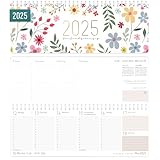 Häfft® Wochen-Tischkalender 2025 quer 'Wild Flower' 1 Woche 2 Seiten, Schreibtisch-Kalender mit Sprüchen, Wochenkalender 29,7 x 11,6 cm - nachhaltig & klimafreundlich