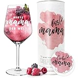 getbrave Weinglas | Beste Mama der Welt (530ml) in Geschenkbox | Das Geschenk zu Muttertag | Weihnachten | Geburtstagsgeschenk | Rotweingläser Weißweingläser