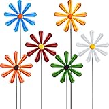 6er Pack Metall Gänseblümchen Gartenstecker Bunte Blumenstecker Dekorative Gartenpfähle Metall Blumen Garten Dekor Blumenpfähle für Garten Rasen Hof Outdoor Dekoration