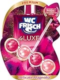 WC FRISCH DeLuxe Delicate Magnolia (50 g), WC Reiniger mit zartem Magnolienduft, Duftsteine mit Parfümperlen für einen Parfüm-Boost bei jeder Spülung
