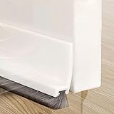 Cotensta 100cm Weiß Dichtungsband für Türen, Selbstklebende Tür Türdichtung, Bodenabdichtung mit Bürste, Türdichtung Türbürste Abdeckleisten Bürstendichtung Dichtung, (White)