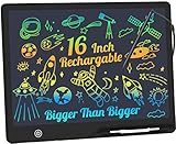 Kinayue LCD-Schreibtablett für Kinder, Wiederaufladbare Maltafel Zeichentafel, Vorschule Lernen Spielzeug Weihnachten Geburtstag Ostern Geschenk 3 4 5 6 7 Jahre alt Mädchen Jungen (16 Zoll-Schwarz)