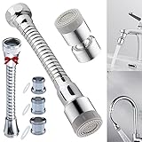 Wasserhahn Verlängerung Küche Strahlregler, Perlatoren für Wasserhähne mit Schlauch, Wasserhahn Aufsatz Schwenkbar 360°, Wassersparer Sieb Flexibler Faucet Extender mit Adapter für M22 zu M24/M20/M18